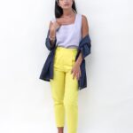 Pantalone giallo – sartoria sociale – abbigliamento sostenibile