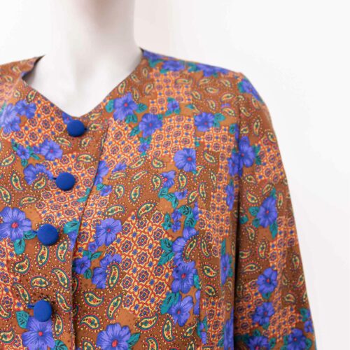 casacca marrone e blu - sartoria sociale - abiti sostenibili online